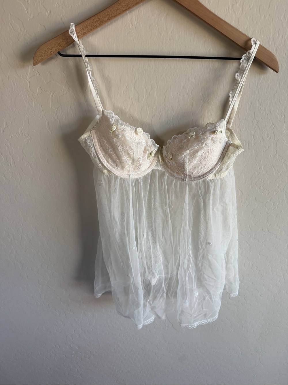 VTG Fairycore Whimsy Sheer Tulle Babydoll Night Dress Victoria Secret 34C